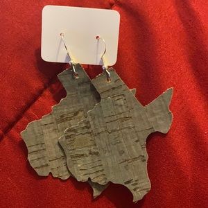 Green cork texas shape earrings